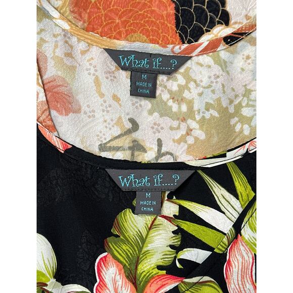 What if....?  Silk Sleeveless Tops Lot of 2 Floral Tropical Fairy Vintage Size M - Picture 10 of 11